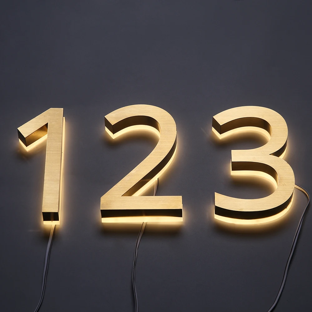 House Numbers Letters Metal 3D LED Lighting Modern Advertising Light Commercial Signs Shop Store Home Outdoor lamp Customize