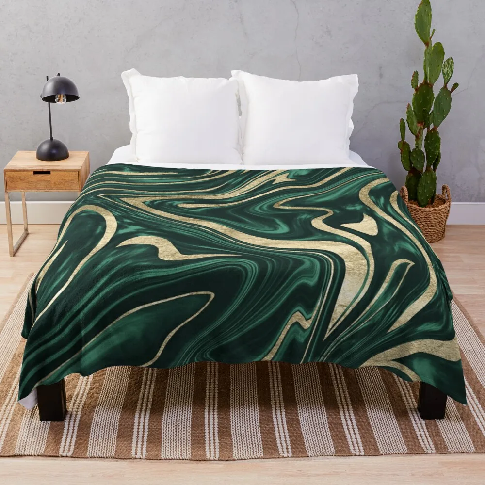 

Emerald Green Black Gold Marble #1 #decor #art Throw Blanket Plush Fabric