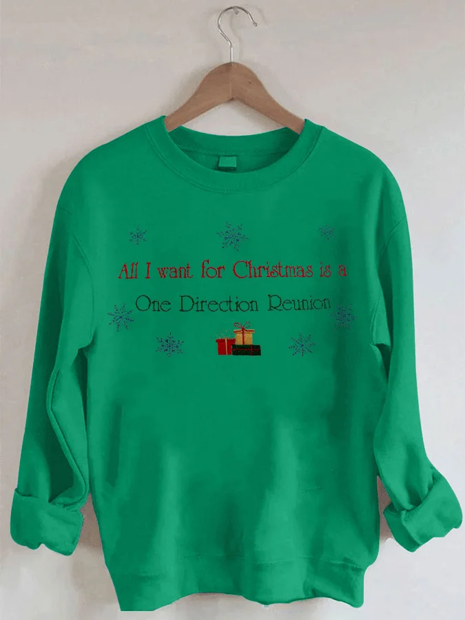 

Custom All I Want For Christmas is a Reunion Embroidered Crewneck Sweatshirt Personalized Can Custom Pattern Or Text You Want