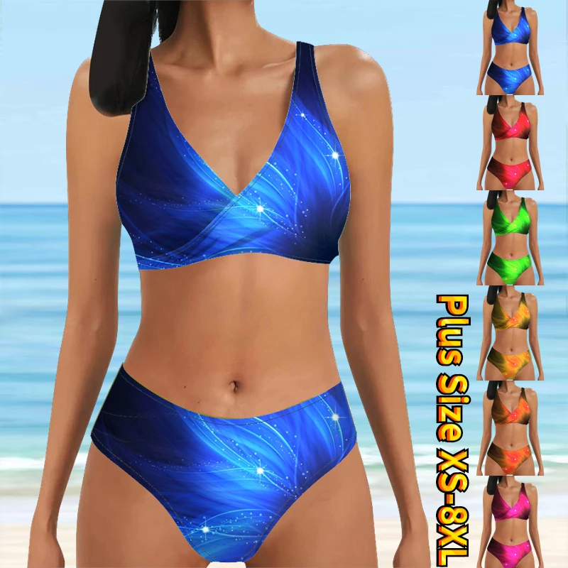 

Новинка 2023, Модный Купальник из двух частей, пляжный купальник, женское летнее бикини, женское бикини нового дизайна с принтом, сексуальный купальник
