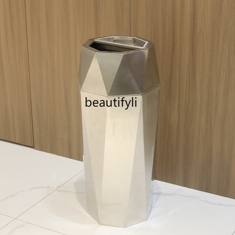 

LBX Hotel Lobby Trash Can with Ashtray Commercial KTV Elevator Entrance Corridor Stainless Steel Ash Bucket