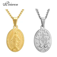 jesus por maria preaching necklace stainless steel pendant silver color chain choker necklaces for women men christian jewelry