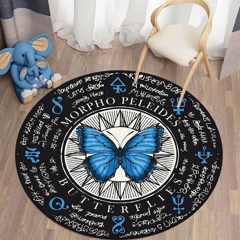 Mystery Kawaii Printed Round Carpet for Living Room Rugs Camping Picnic Mats Flannel Anti-Slip Rug Yoga Mat Stranger Things Gift