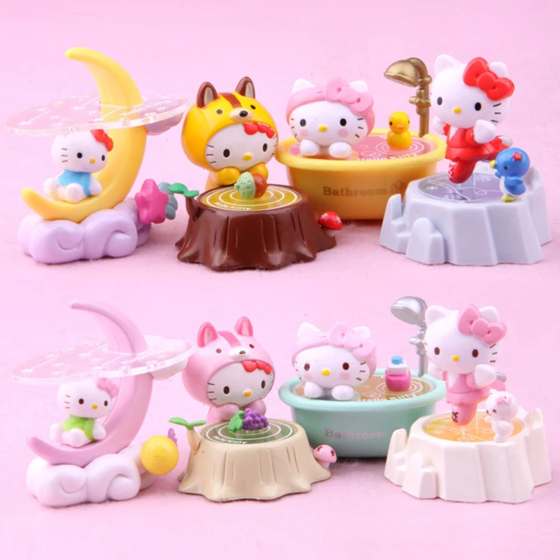 

8pcs/set Sanrio Hello Kitty Action Figure Kt Cat Pvc Figurine Dolls Moon Kawaii Animal Figure Decorate Model Toys For Kids Gifts