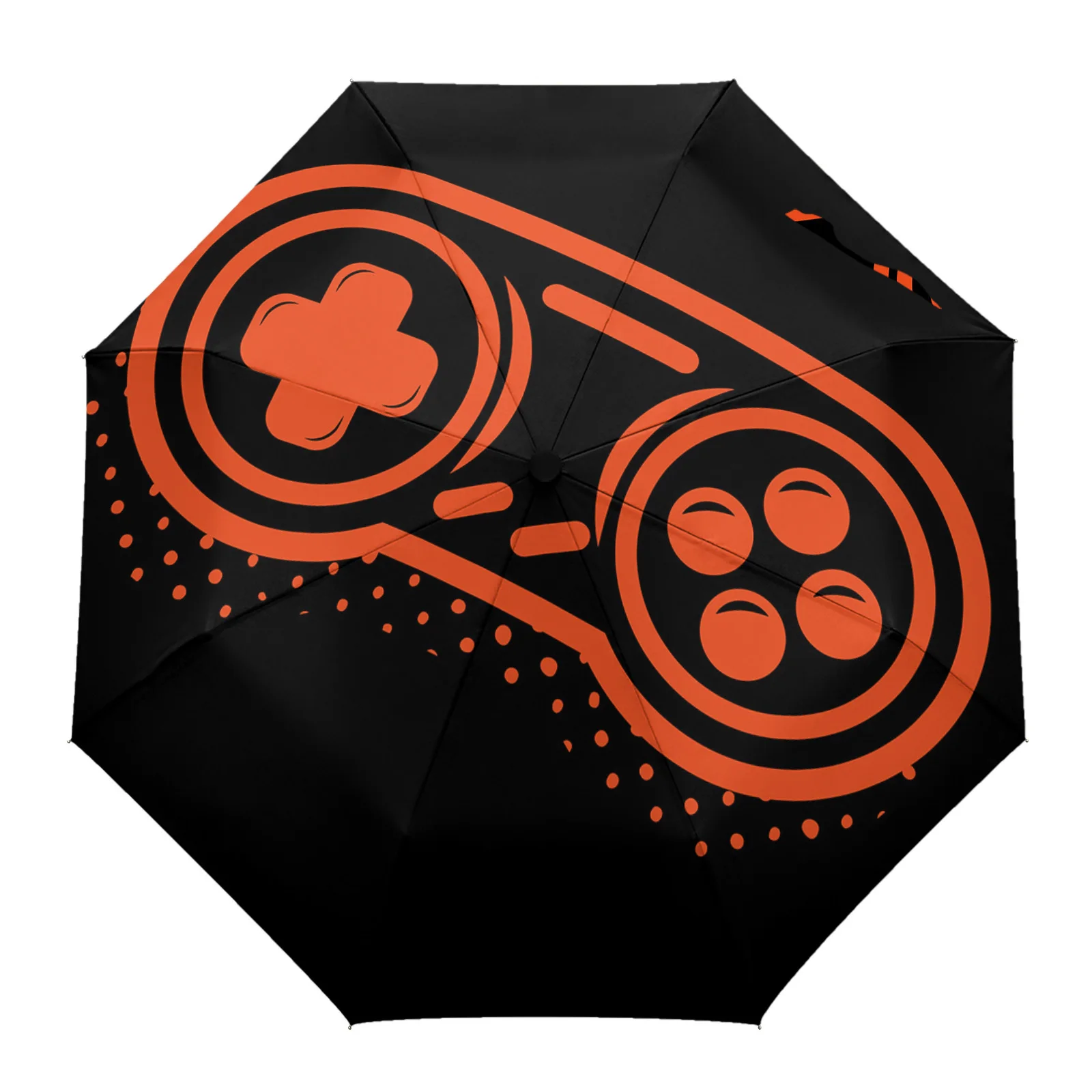 

Video Game Art Handle Orange Large Fully-automatic Parasol Umbrella Foldable Eight Strand Umbrella for Adults Rain Umbrella