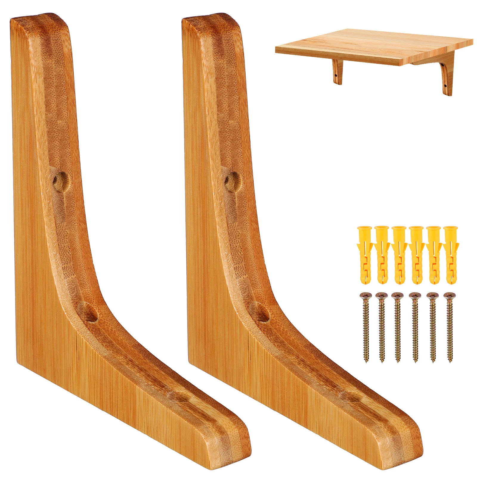 

2 Pcs Wall Mounted Shelves Shelf Bracket Floating Solid Wood Triangle Support Brackets
