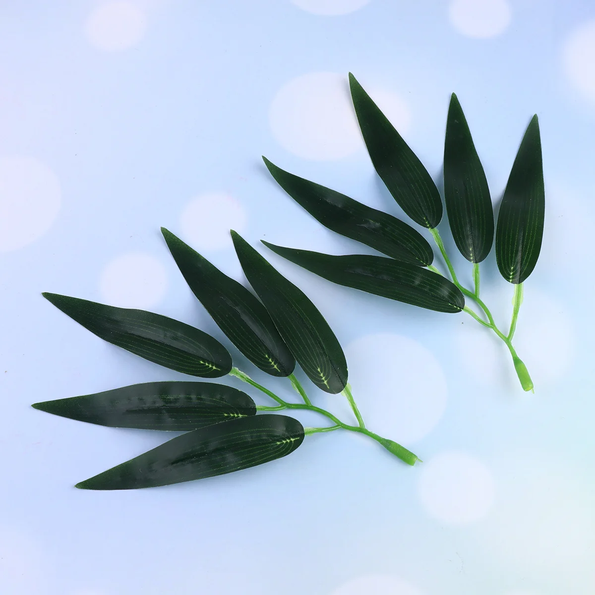 

50 Pcs Faux Palm Leaves Green Home Decor Artificial Topiary Trees Artificial Leaves Wreath Realistic Bamboo Stem