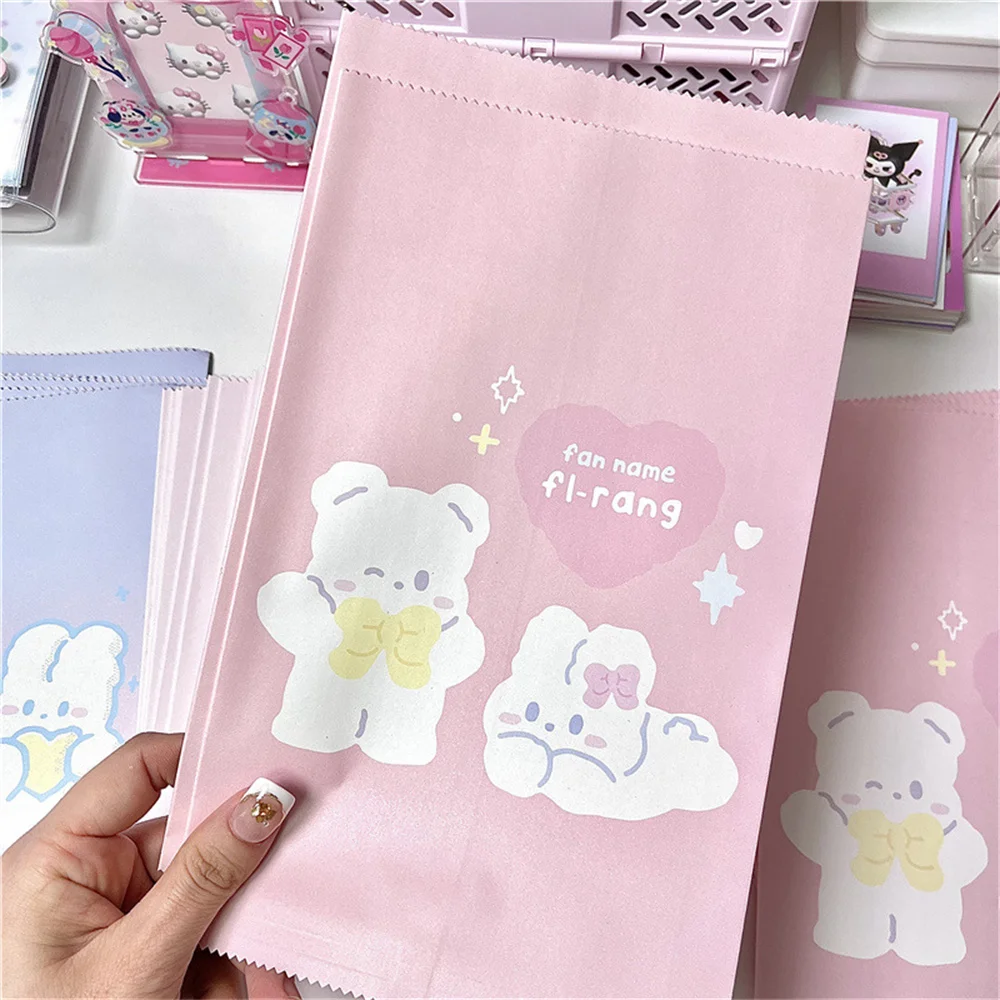 Korean Ins Style Cute Bear Gift Packaging Bag Bread Food Paper Bag Sundries Home Storage Organizer Jewelry Makeup Cosmetics 2023