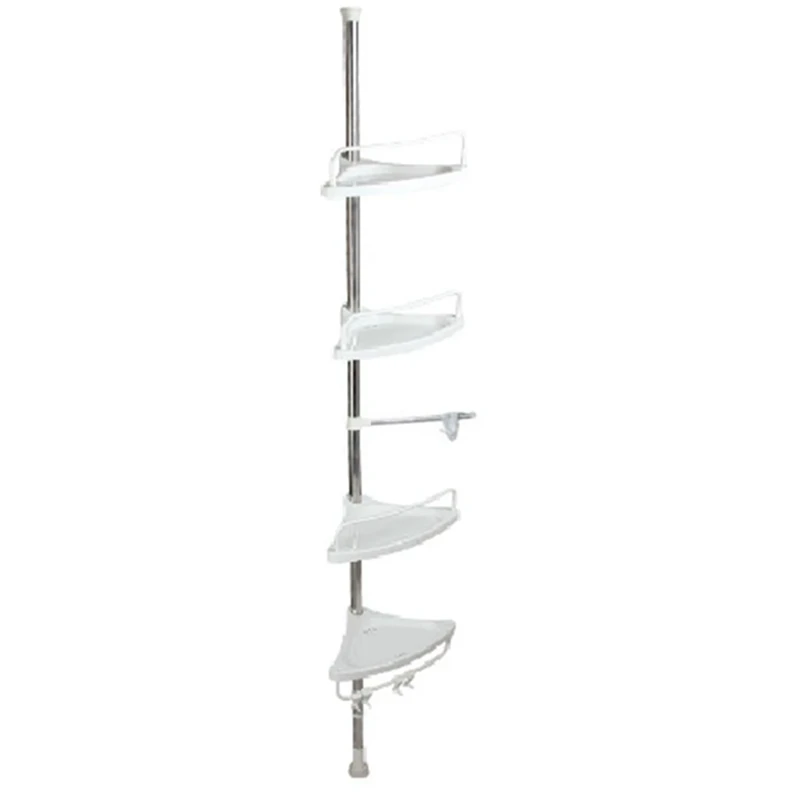 4 Tier Shower Caddy Organizer Shelf Corner Bathroom Organizer Shower Corner Stand Floor To Ceiling Tension Pole Shower