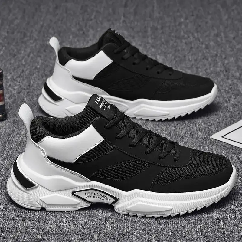 

Men's Spring Autumn Air Mesh Sports Casual Shoes Thick Bottom Non Slip Breathable High Top Fashionable Casual Running Shoes