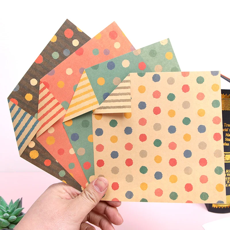 15cm Square Printed Stripe Wave Dot Series Printed Color Children's Handmade Origami Paper-cut Laminated Paper YHCZ363