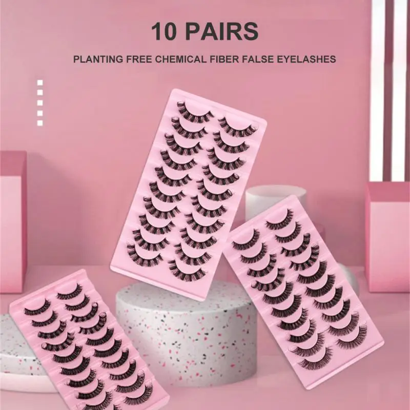 

10 Pairs Curling False Eyelashes Fluffy Mink Lashes Large Curly False Eyelashes Thick Curl Fake-Eyelashes Extension Makeup