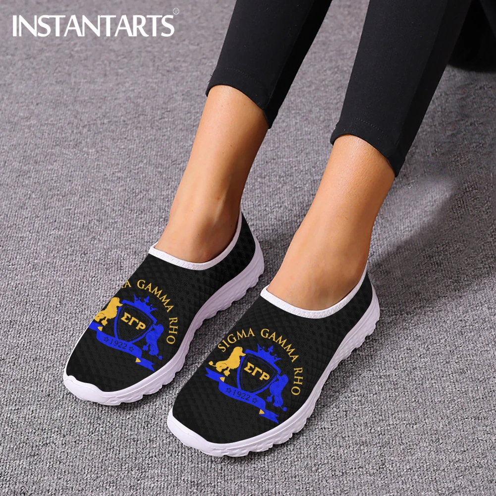 

INSTANTARTS Brand Sigma Gamma Rho Poddle Design Breathable Slip-on Tennis Flats Summer Beach Loafers Casual Mesh Shoes Flats
