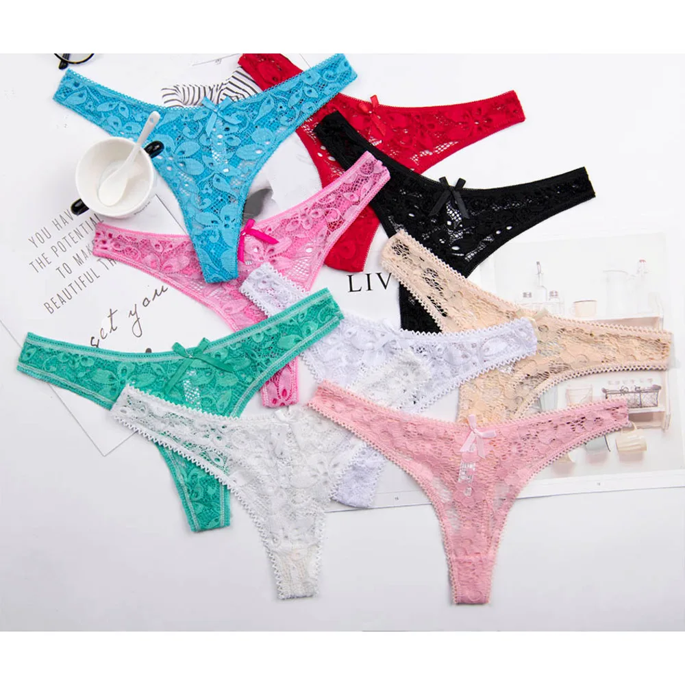 

Женские кружевные стринги с Т-образной спинкой, 3 шт./партия