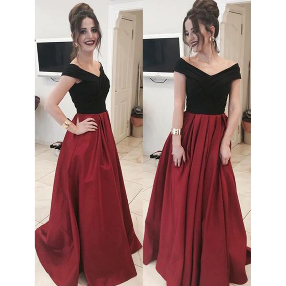 

2023 A Line Evening Dresses Satin Pleated Sleeveless Princess Prom Dress Fashion Celebrity Off Shoulder Simple Vestido De Noche