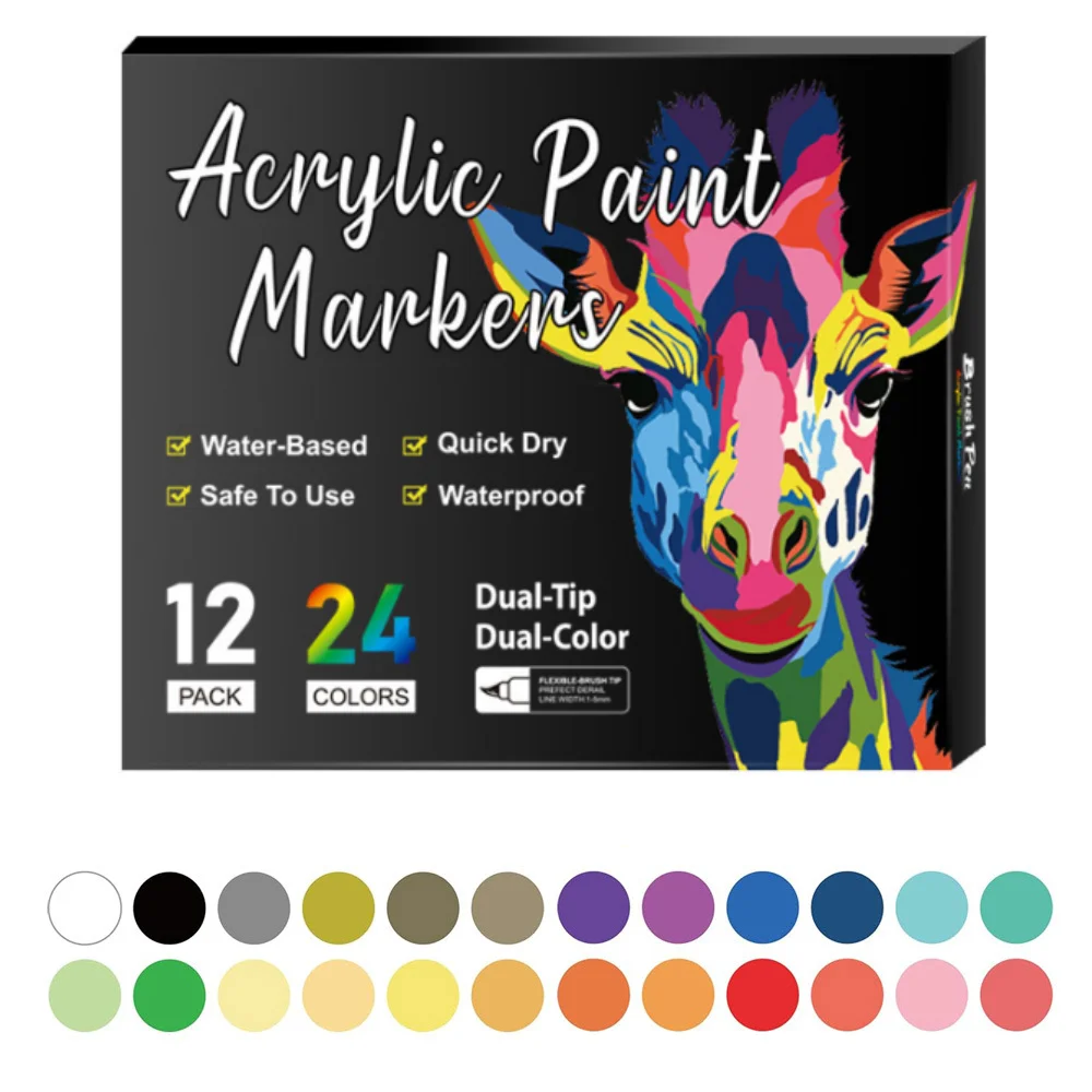 

Двухцветные Акриловые Маркеры Для Рисования На Камне, Холсте, Дереве, Стекле, Керамике, Ткани, Пластике