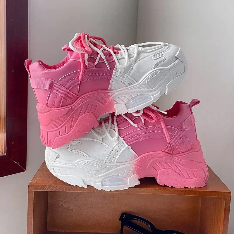 

Color Blocking Women's Sneakers Designer Brand Shoes for Women Pink Breathable Platform Shoes Leisure Fashion Zapatillas Mujer