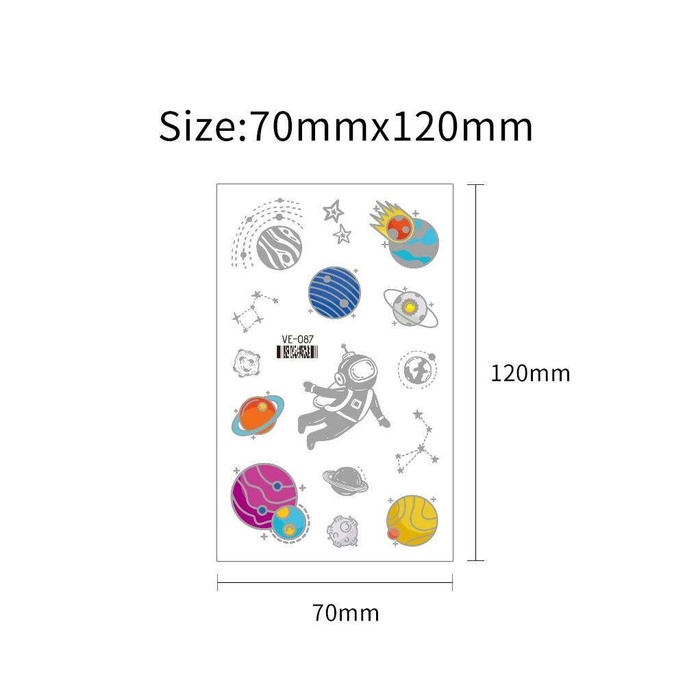 VeeCharm-Детские временные тату-наклейки серебряные сверкающие Мультяшные