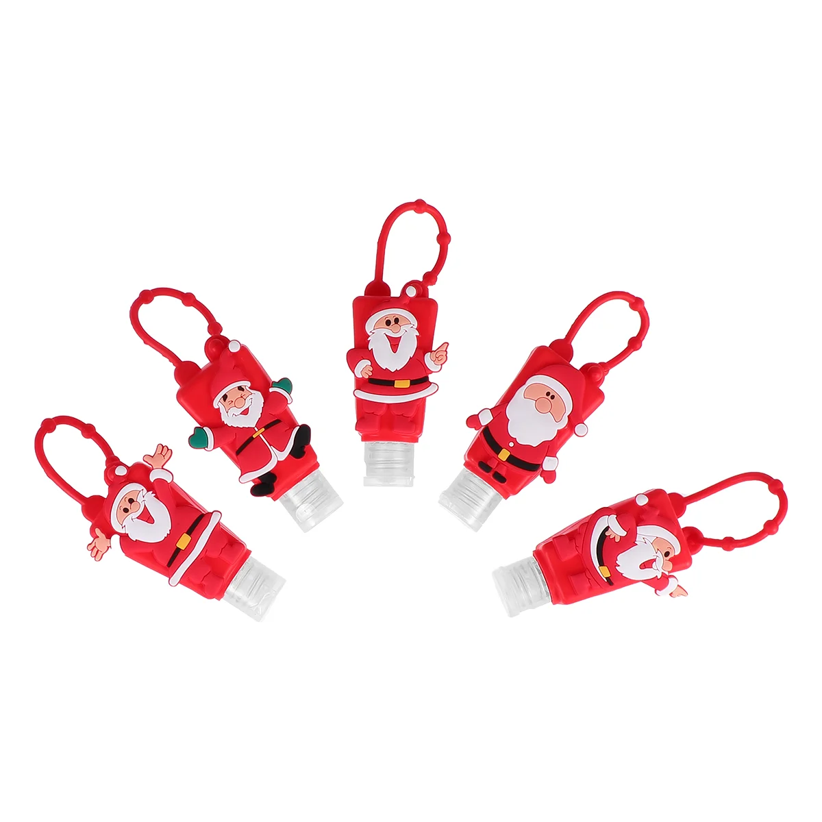 

5 30ML Portable Refillable Bottle with Santa Clause Silicone Case Detachable Kids Travel Bottle Leak Proof Keychain Bottles for