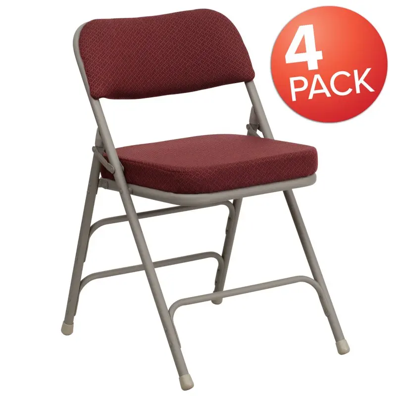 

Hercules Series Premium Curved Triple Braced & Double Hinged Burgundy Fabric Upholstered Metal Folding Chair - Pack of 2
