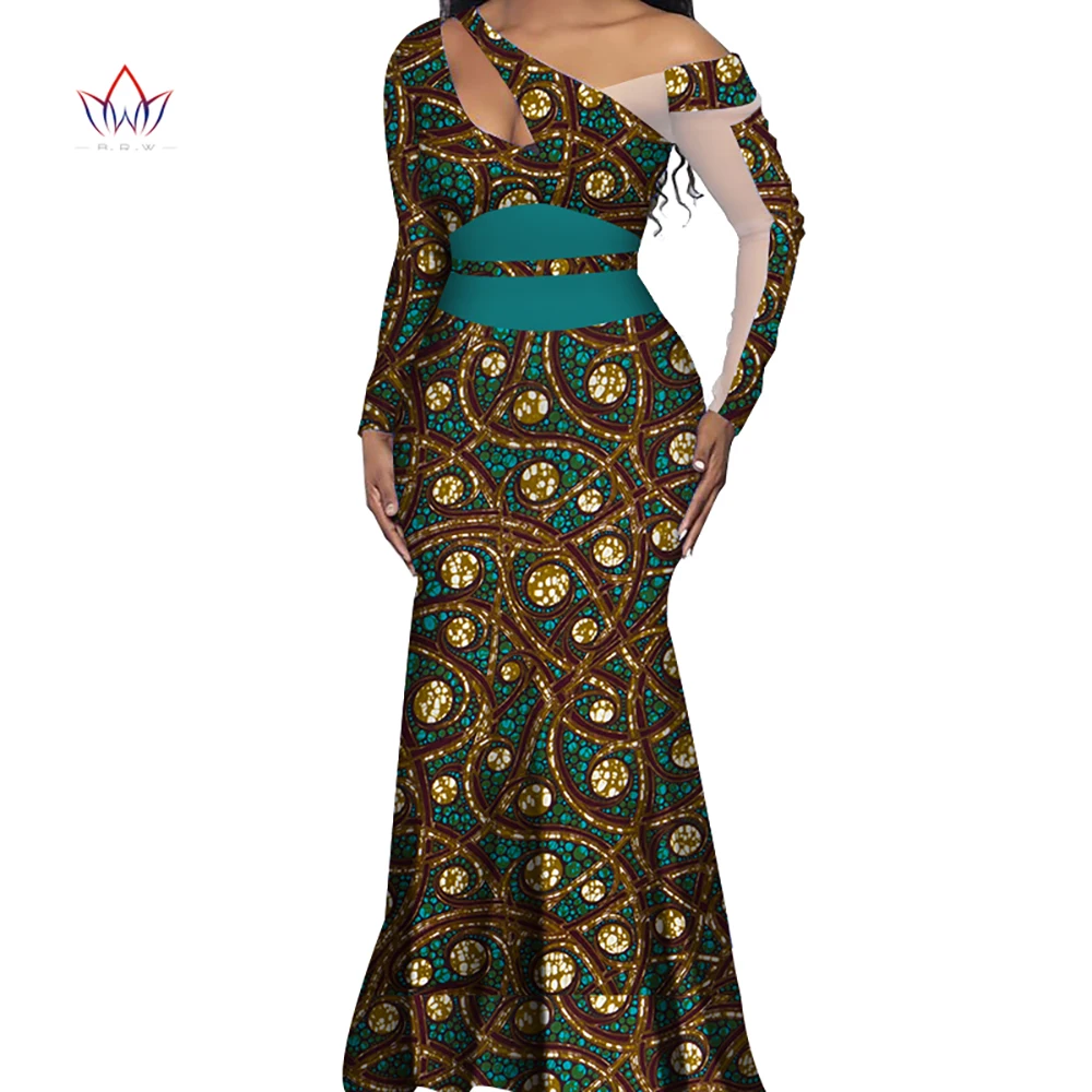 Vestidos African Dresses for Women Dashiki Elegant Party Dress Plus Size Srapless Traditional African Clothing WY4526