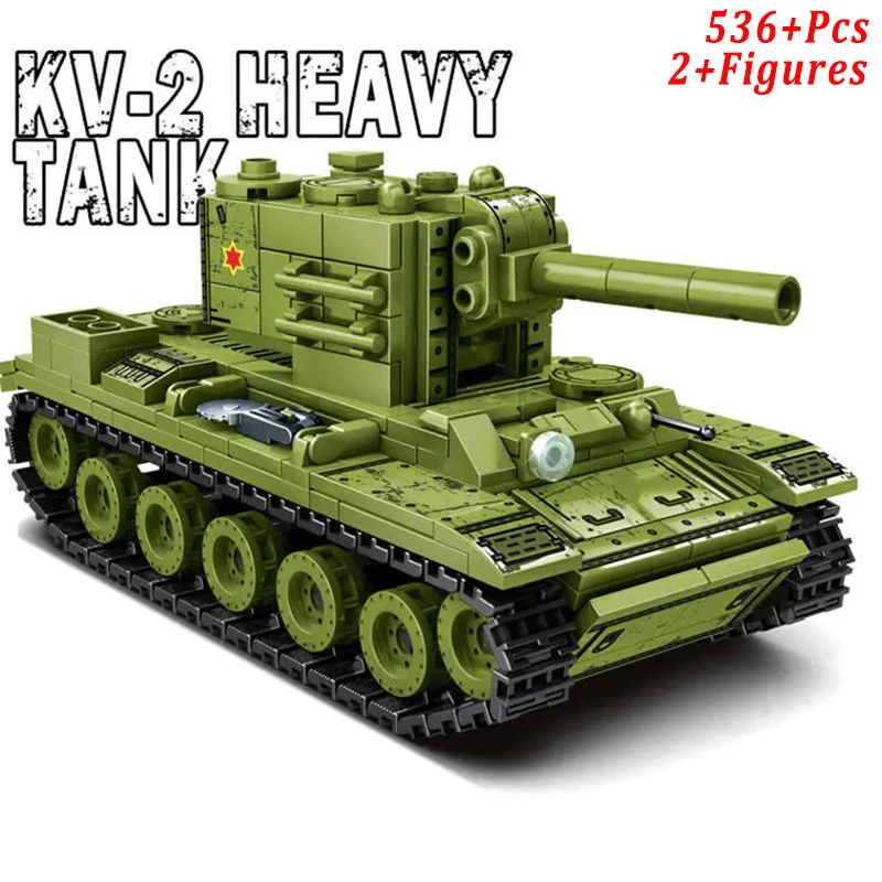 

Military Series WW2 Soviet Union Army KV-2 Heavy Tank Building Blocks Bricks World War II Infantry Weapons Classic Models Toys