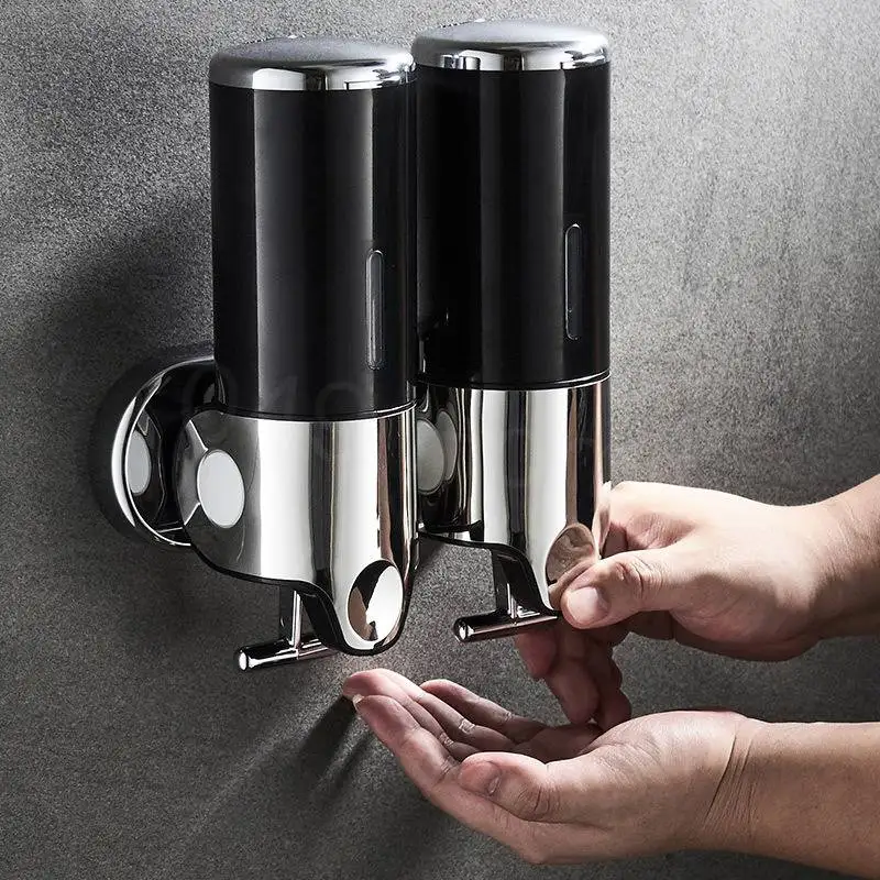 

Bathroom Soap Dispenser Manual Hand Sanitizer Bottle Wall Mount Black Hotel Kitchen Shampoo Body Wash Dispenser Reservoir