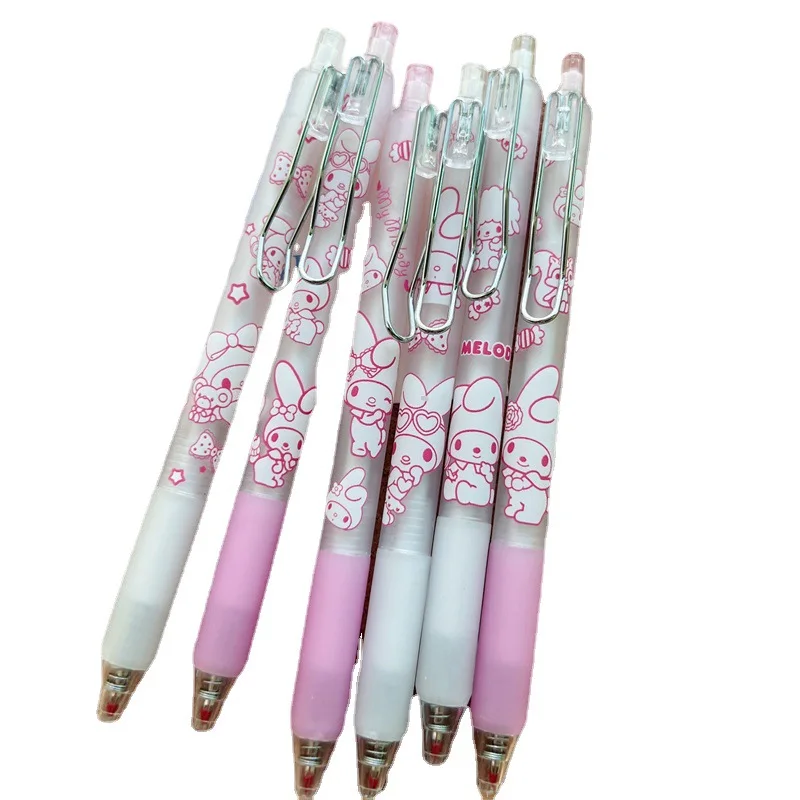 

Kawaii Sanrio Anime My Melody 0.38Mm Press Pen Metal Hook Carbon Pen Bullet Neutral Pen Office Black Signature Pen for Students