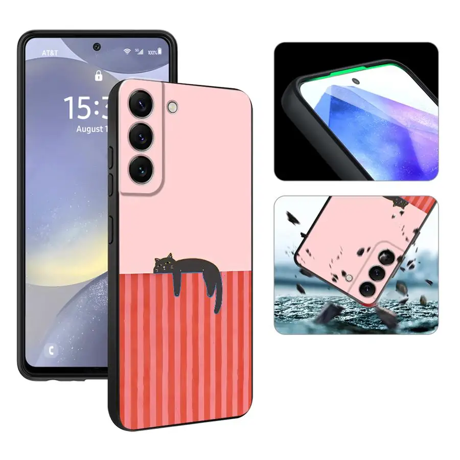 Фото Художественный чехол с черным котом для Samsung Galaxy A57 A32 A55 A26 A37 A22 A25 A24 A53 A73 A51 A23 A52 A36 A71 A72 A35 №3