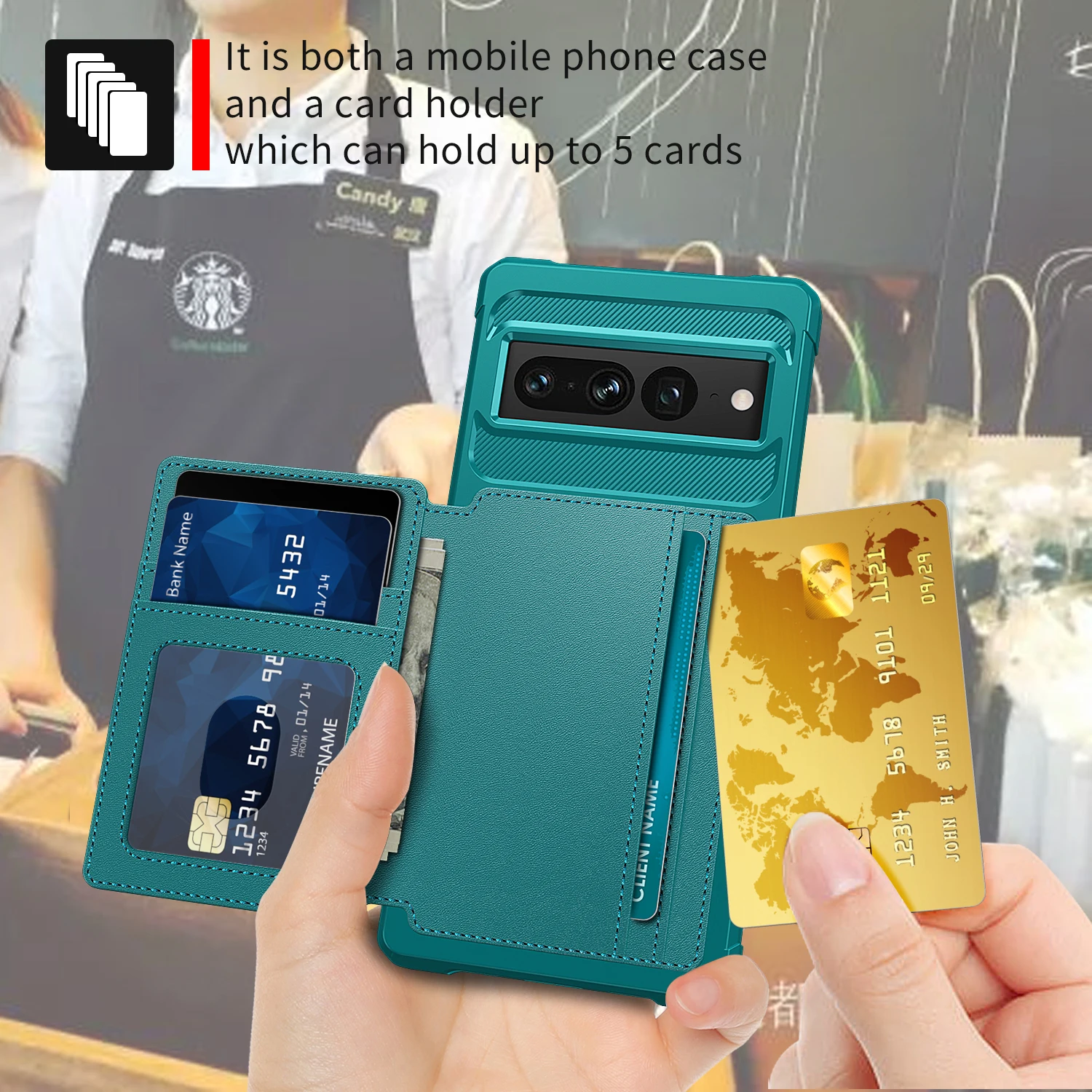 Shockproof Magnetic Card Slots Leather Cover Protect Case For Google Pixel 7 Pro
