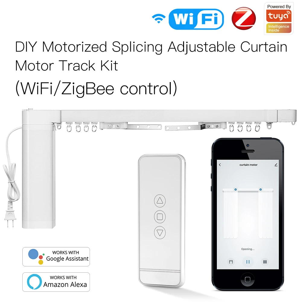 

New Smart WiFi Motorized Splicing Curtain DIY Track Tuya Motor RF Remote Smart Life Tuya APP Control With Alexa Google Home