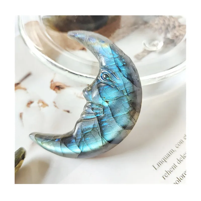

Natural Carved Labradorite Moon Face Crystal Healing Stones For Sale