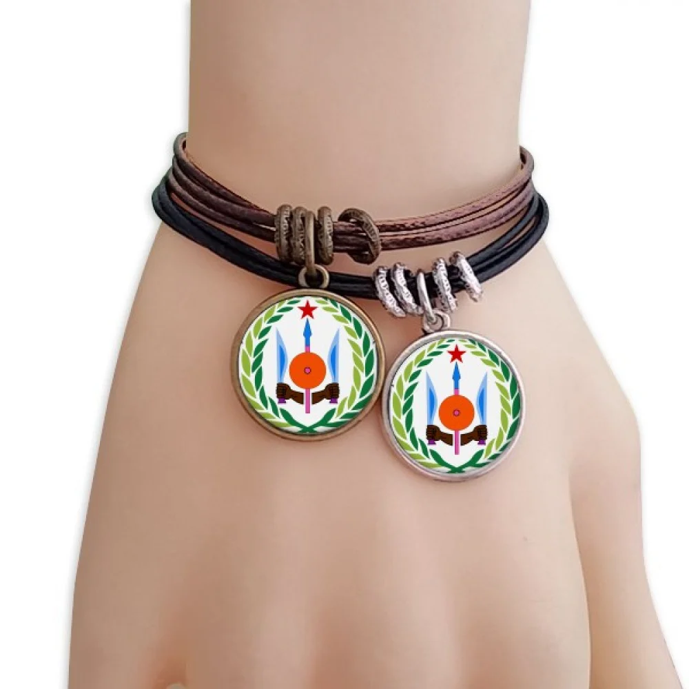 

Djibouti National Emblem Country Symbol Bracelet Double Leather Rope Wristband Couple Set