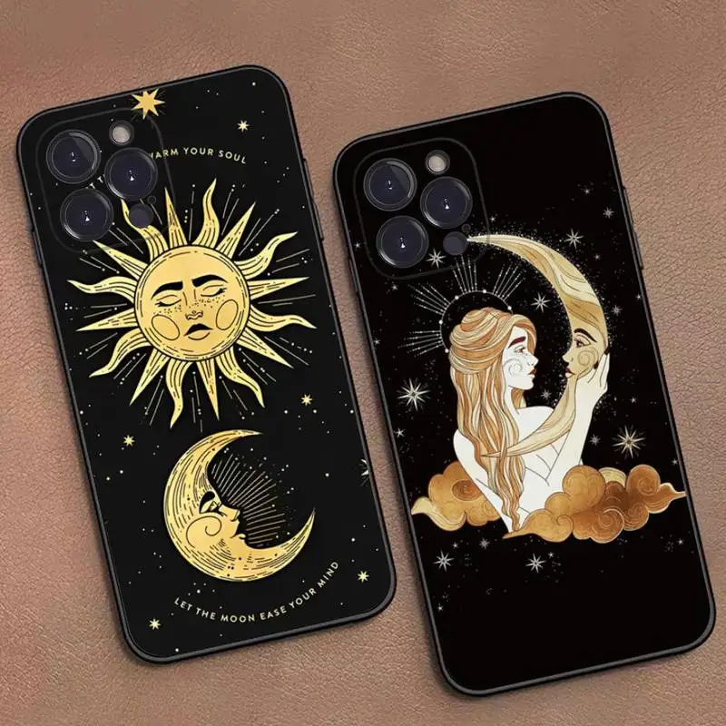

FHNBLJ Magic Moon Sun Tarot Phone Case For iPhone 14 11 12 13 Mini Pro Max 8 7 6 6S Plus X SE 2020 XR XS Funda Case