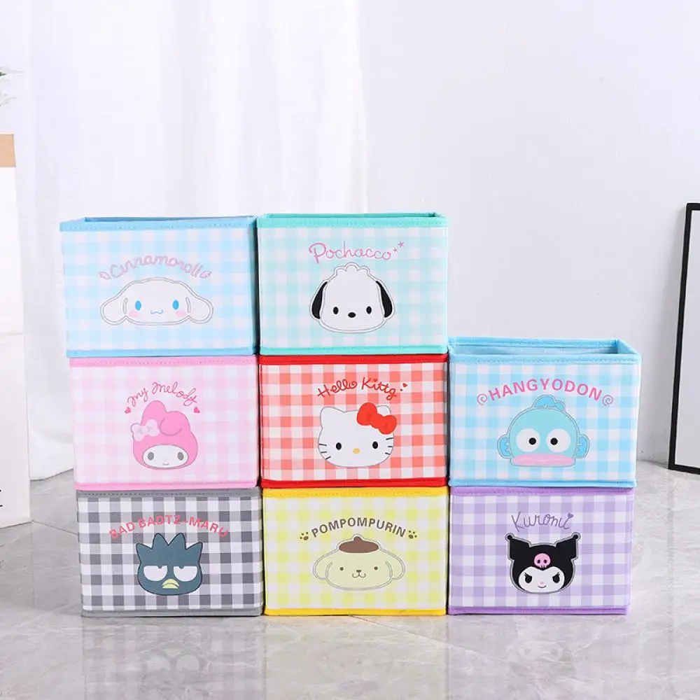 Sanrio Cartoon Folding Storage Box Waterproof Kuromi Cinnamoroll Sundries Cute Storages Basket Cosmetic Underwear Storage
