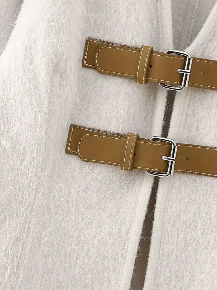 Nlzgmsj TRAF Весенняя бандажная куртка женская мягкая Женское пальто с длинным