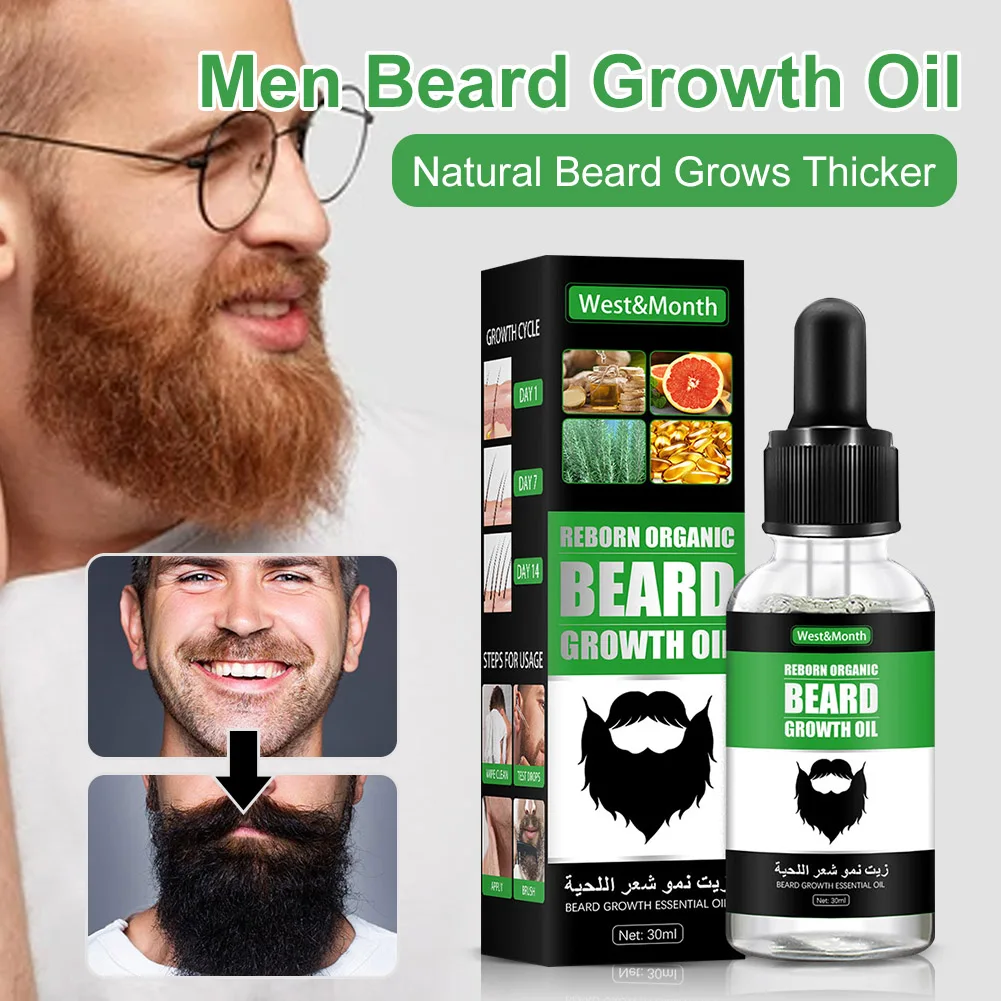 

Natural Organic Men Beard Growth Oil Natural Beard Grows Thicker Longer Mustache Growth Enhancer Moisturizer Beard Care Serum