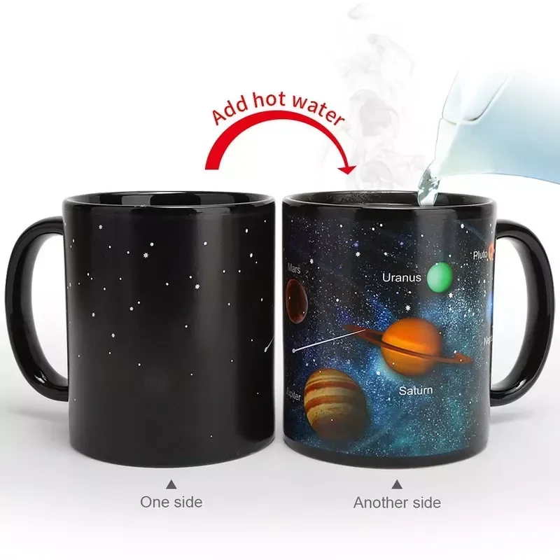 

Starry Sky Solar System Discoloration Cup Temperature Sensing Change Color Cup Creative Gift Ceramics Coffee Mug