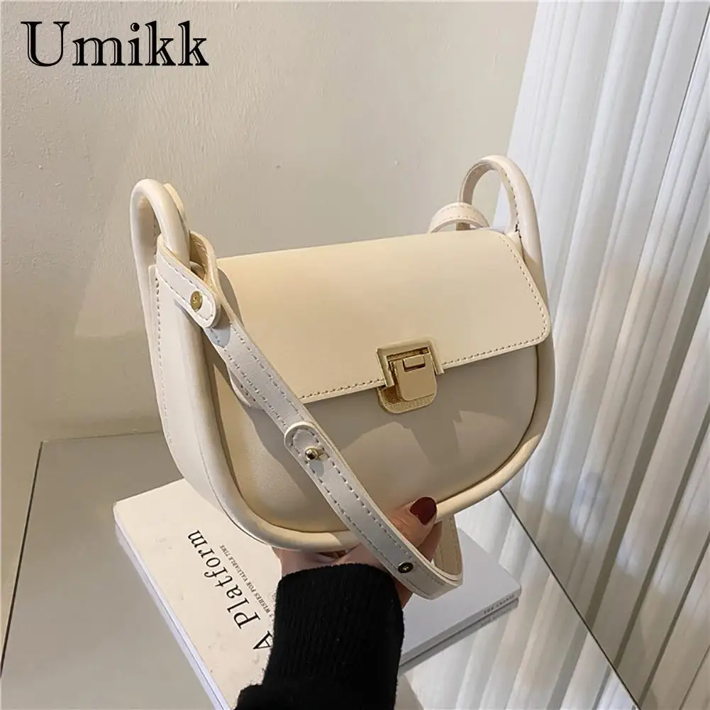 

Модные простые сумки через плечо из искусственной кожи, женские полукруглые сумки на плечо, однотонная Женская дорожная сумка-седло, Мягкие...