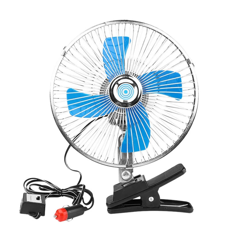 NEW-12V Mini Electric Auto Car Fan Low Noise Summer Cooling Fan Truck Vehicle Strong Wind Air Cooler Conditioner 8Inch