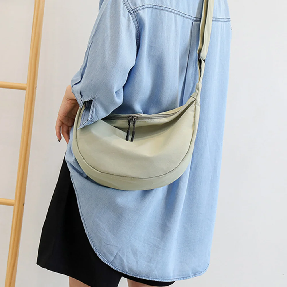 

Холщовая Сумка на плечо в стиле Харадзюку, U-образная однотонная дамская сумочка-клатч в форме вареника, клатч кросс-боди из композитного материала с молнией