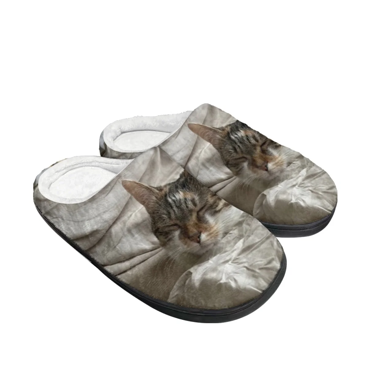 Симпатичные теплые тапочки унисекс для пар с 3D рисунком кошки зимние