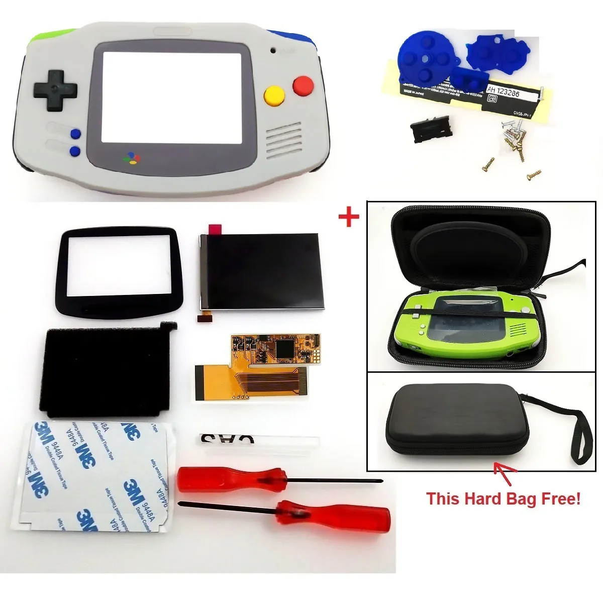 V2 IPS Screen LCD Kits for GBA Backlight LCD Screen 10 Levels Brightness LCD V2 Screen For GBA Console And pre-cut Shell