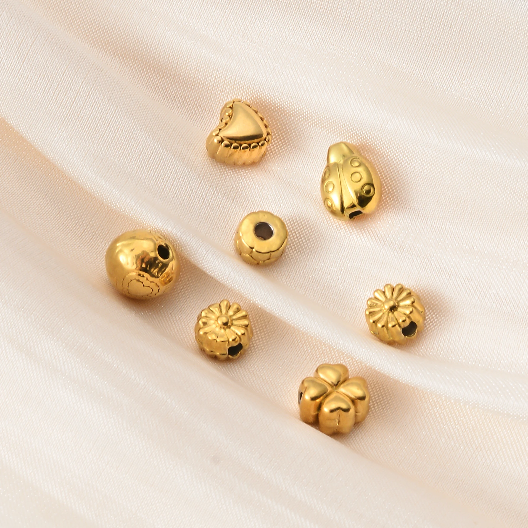 Круглые бусины-разделители из нержавеющей стали 5 шт