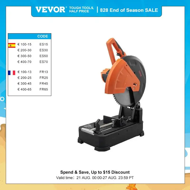 VEVOR 2800W Chop Saw 14"/355mm Blade Diameter Cut Off Saw 12