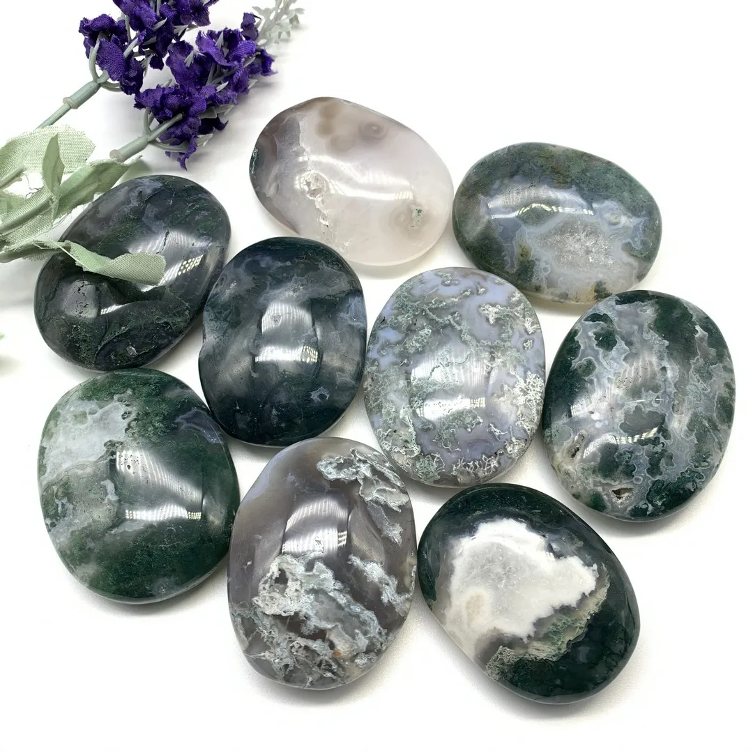 

40-60mm Natural Moss Agate Palm Colourful Light Quartz Polished Sphere Specimen Home Decoration Natural Healing Crystals