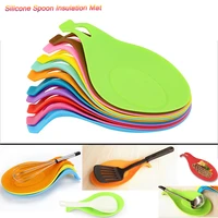 1pcs soft silicone spoon insulation mat heat resistant placemat tray spoon pad desk mat drink glass coaster kitchen tool