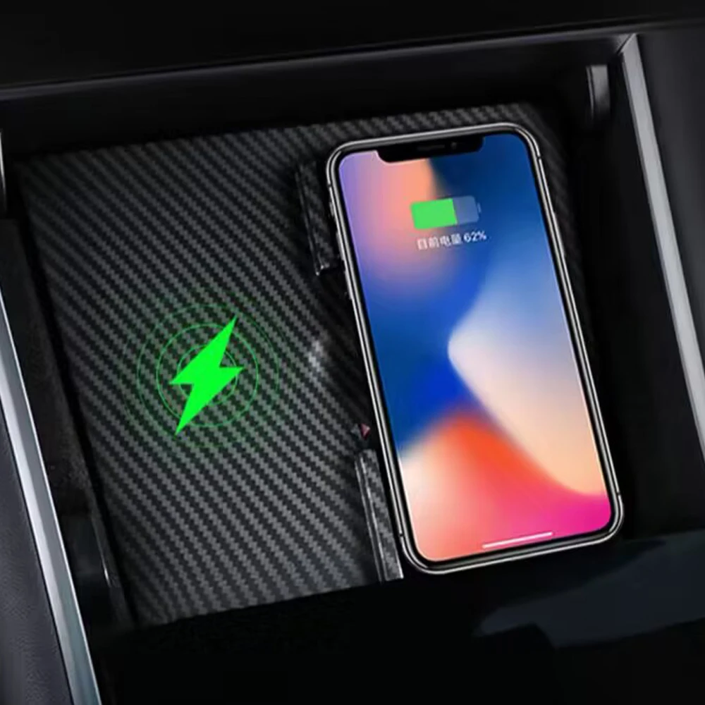 

Center console qi wireless charger For Tesla Model 3 charging pad mount Phone holder charge adapter car Accessories
