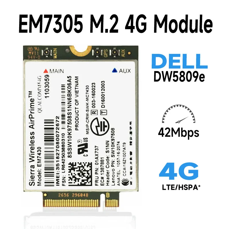 para Sierra Wireless Módulo do Cartão Em7305 M.2 Ngff 4g 100m Lte Segunda Guerra Mundial Dell E7450 E72507250 E55505550 E54505450 Dw5809e K2w44