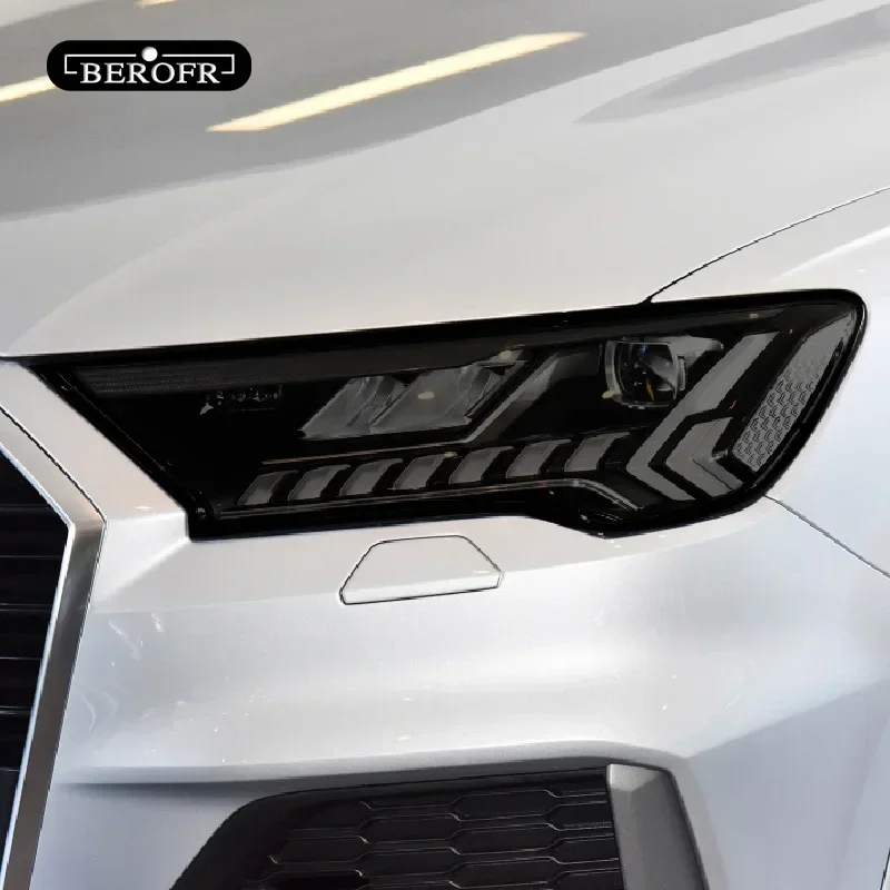 Фото Для Audi Q7 4M 2016 2017 2018 2019 2020 автомобильные фары, черная виниловая защитная пленка, прозрачная наклейка из ТПУ, аксессуары №4